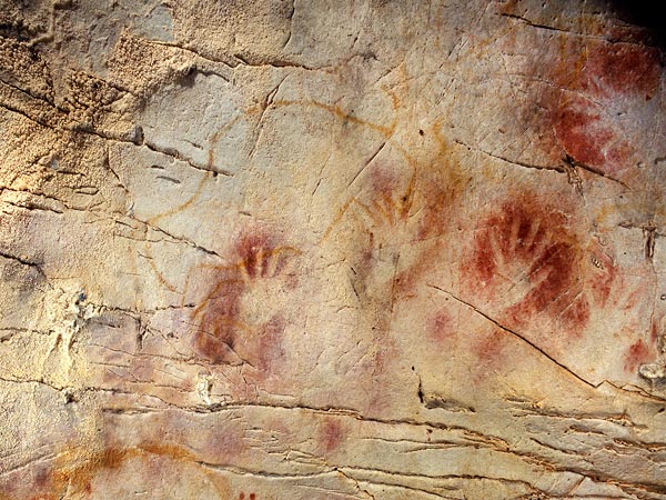 Section of the "Panel of Hands" from the El Castillo Cave. Photo Courtesy of the University of Bristol. (Click on image to view larger.)